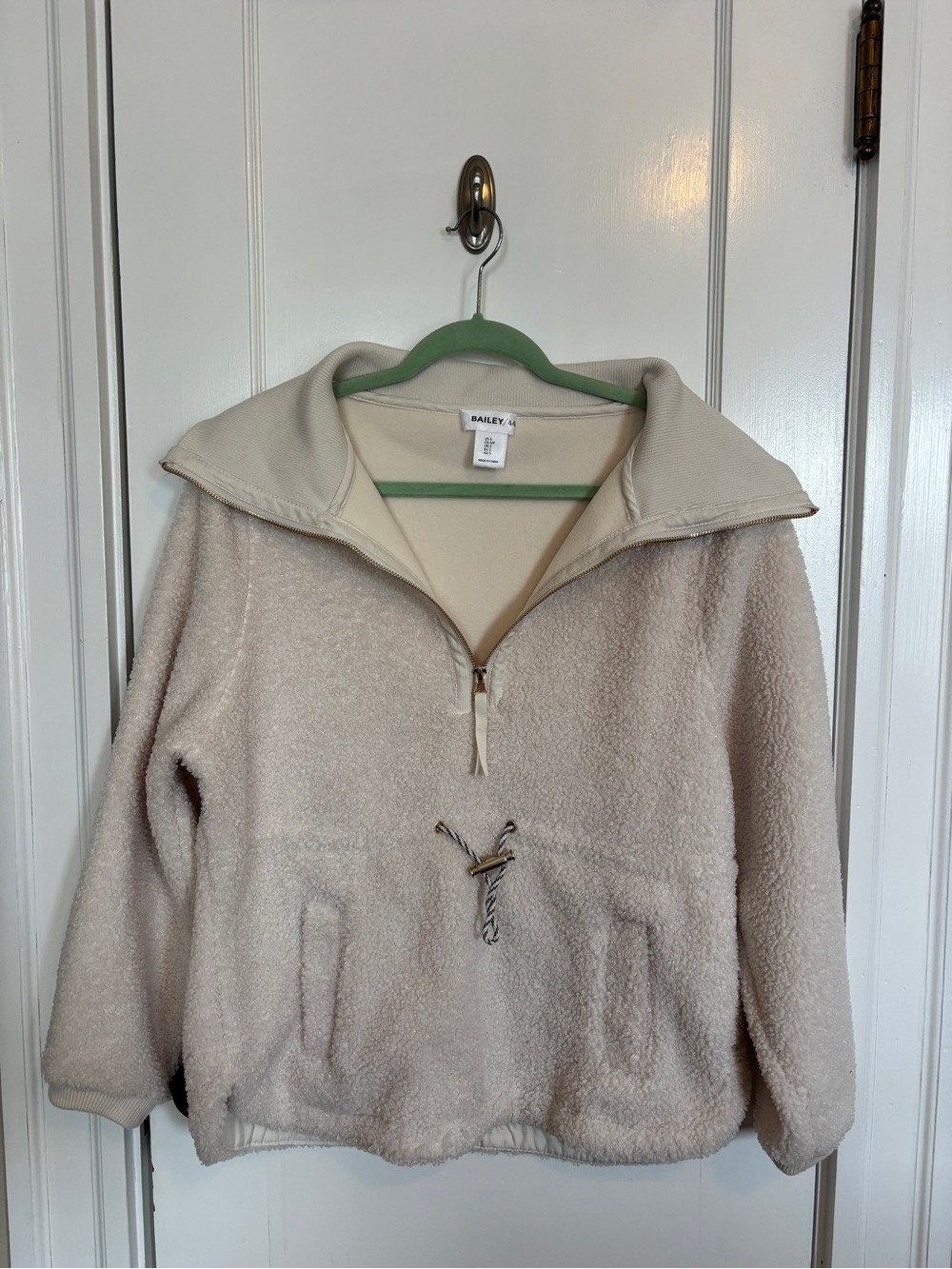 BAILEY 1/4 Zip Cream Sherpa Pullover Sweater